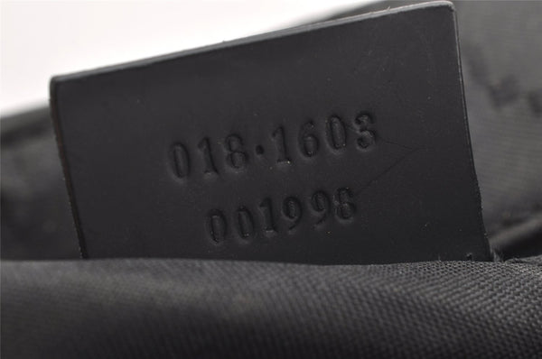Authentic GUCCI Clutch Hand Bag Purse GG Nylon Leather 0181603 Black 2394K