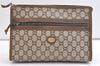 Authentic GUCCI GG Plus Clutch Hand Bag Purse GG PVC Leather Brown Junk 2395K