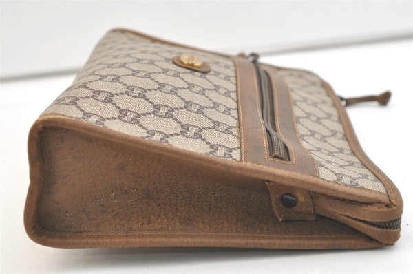 Authentic GUCCI GG Plus Clutch Hand Bag Purse GG PVC Leather Brown Junk 2395K