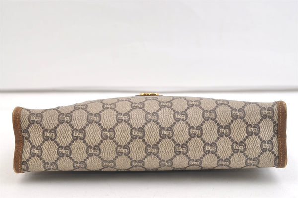 Authentic GUCCI GG Plus Clutch Hand Bag Purse GG PVC Leather Brown Junk 2395K