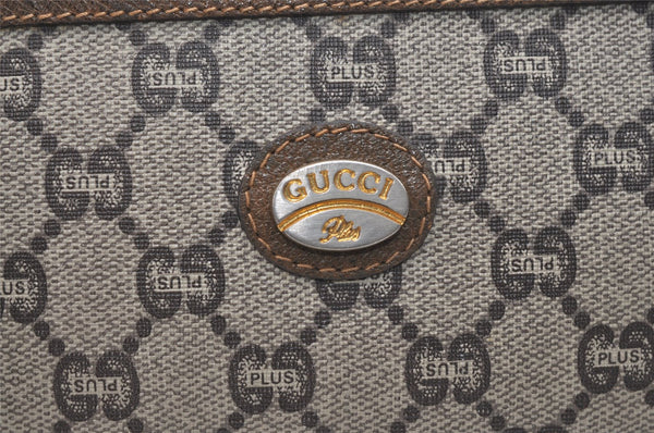 Authentic GUCCI GG Plus Clutch Hand Bag Purse GG PVC Leather Brown Junk 2395K