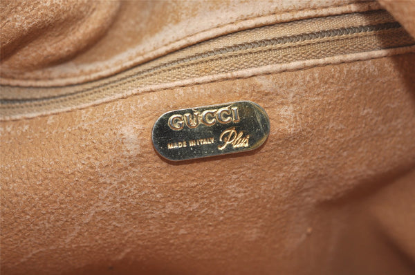 Authentic GUCCI GG Plus Clutch Hand Bag Purse GG PVC Leather Brown Junk 2395K