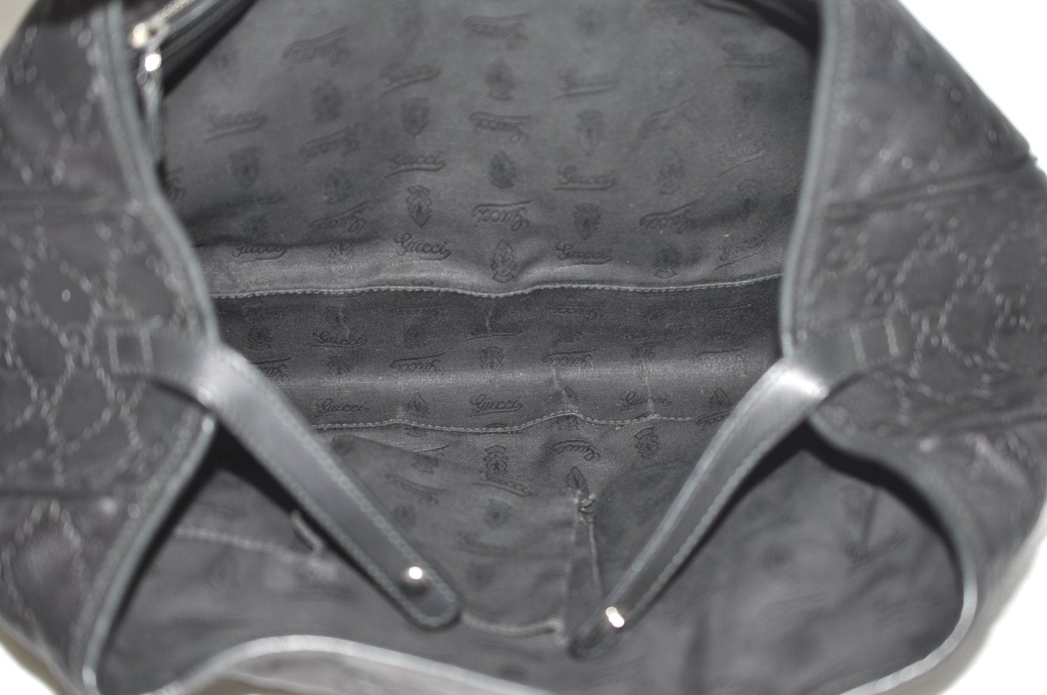 Authentic GUCCI Guccissima Twins Shoulder Tote Bag GG Leather 232957 Black 2396I