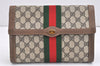 Authentic GUCCI Web Sherry Line Clutch Hand Bag GG PVC Leather Brown Junk 2396K