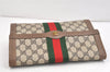 Authentic GUCCI Web Sherry Line Clutch Hand Bag GG PVC Leather Brown Junk 2396K