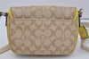 Authentic COACH Signature Shoulder Cross Body Bag Purse PVC Enamel Beige 2397I