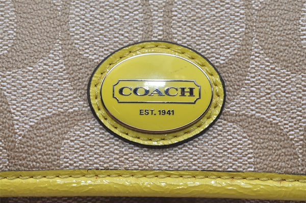 Authentic COACH Signature Shoulder Cross Body Bag Purse PVC Enamel Beige 2397I