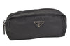 Authentic PRADA Vintage Nylon Tessuto Leather Pouch Purse Black 2397K