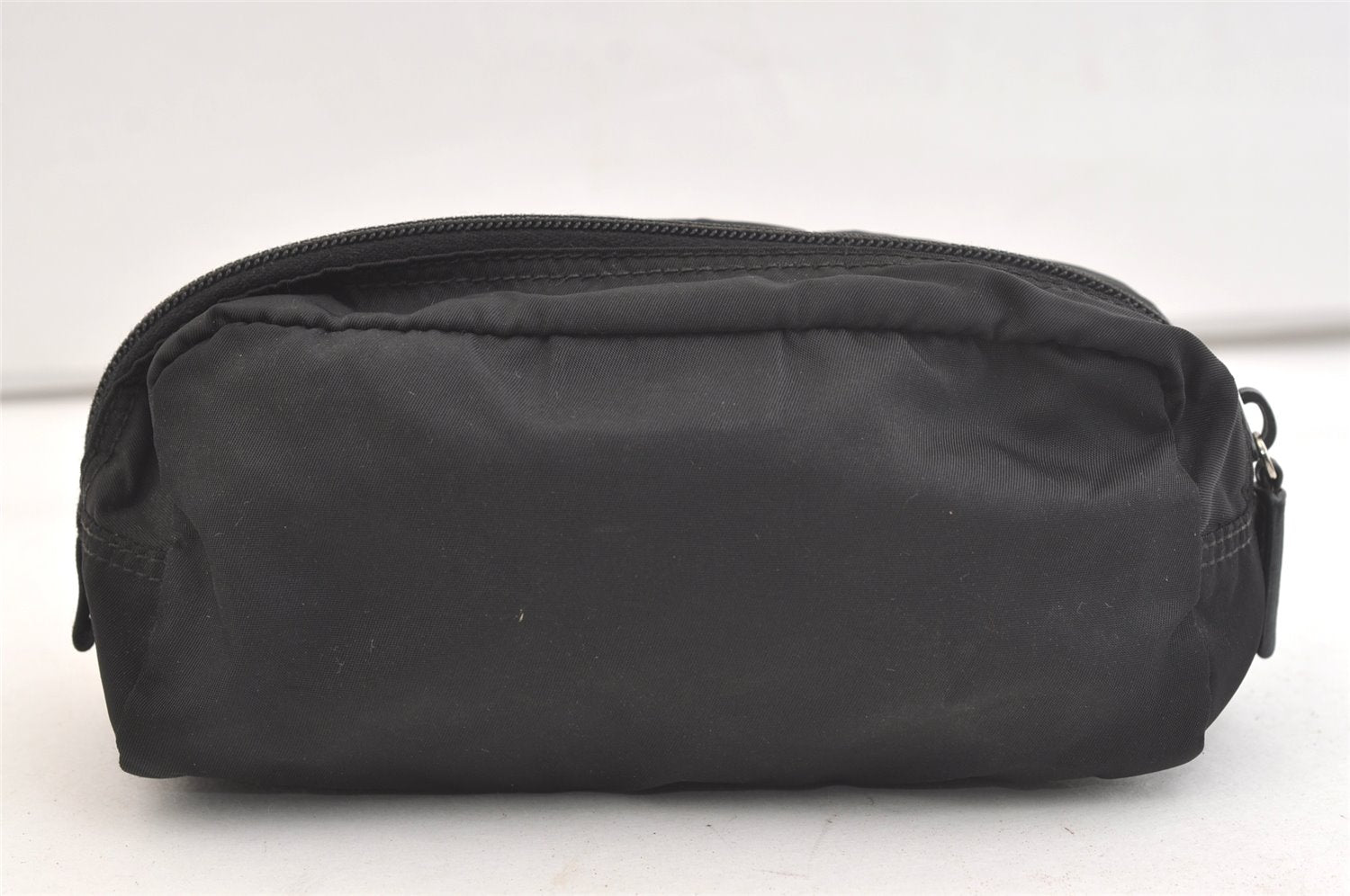 Authentic PRADA Vintage Nylon Tessuto Leather Pouch Purse Black 2397K