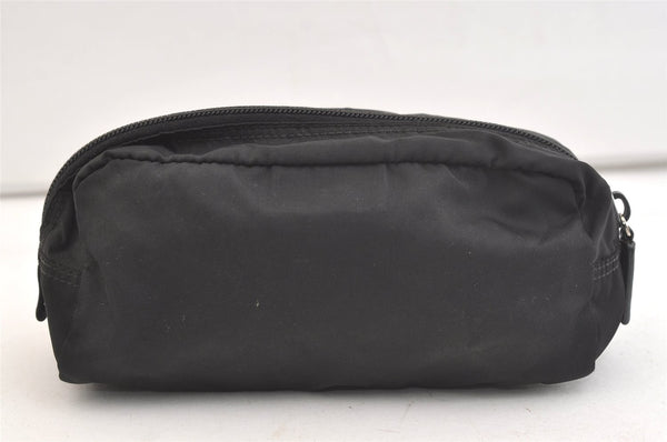 Authentic PRADA Vintage Nylon Tessuto Leather Pouch Purse Black 2397K