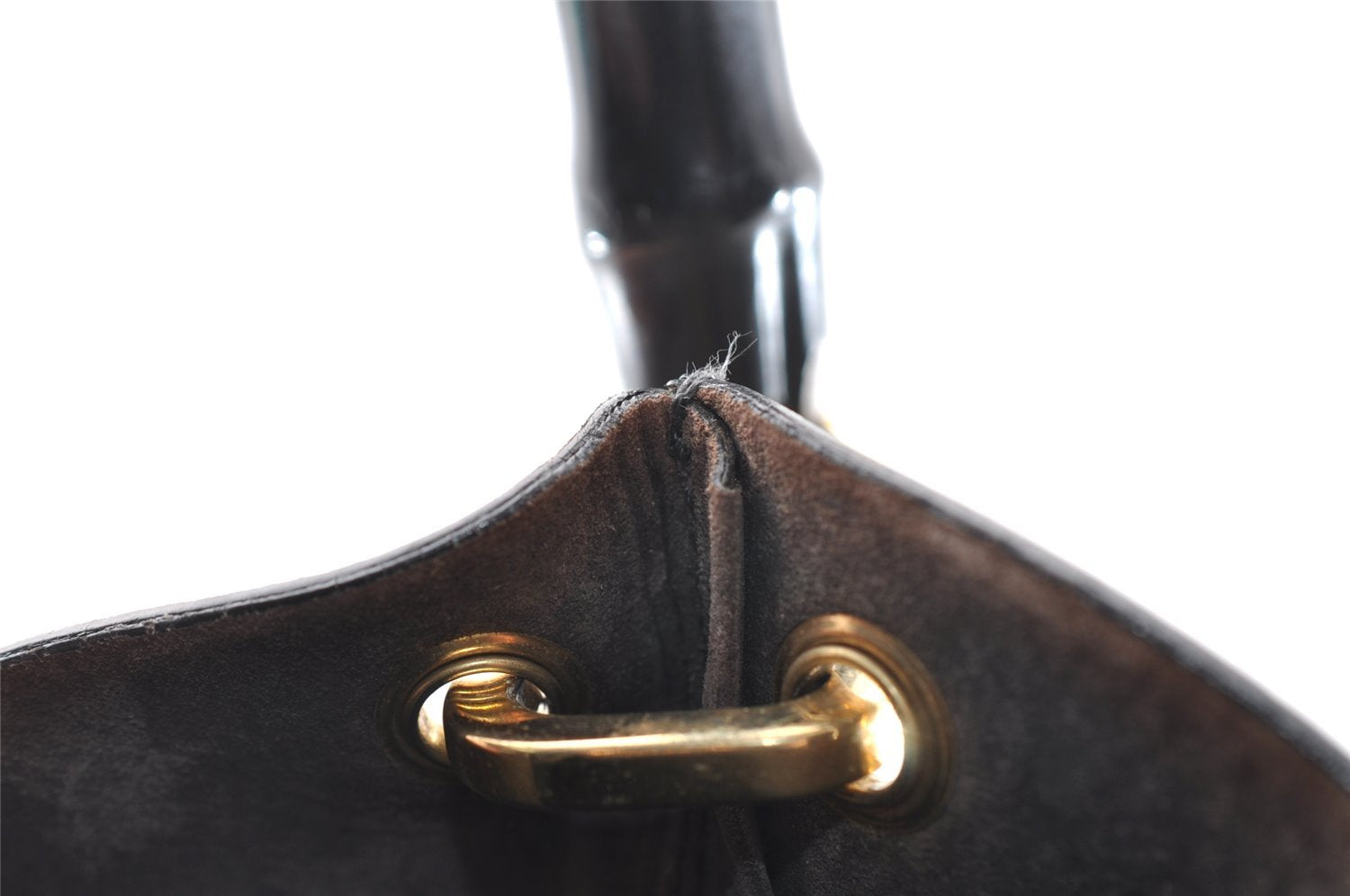 Authentic GUCCI Bamboo Vintage Shoulder Hand Bag Purse Leather Black 2398I