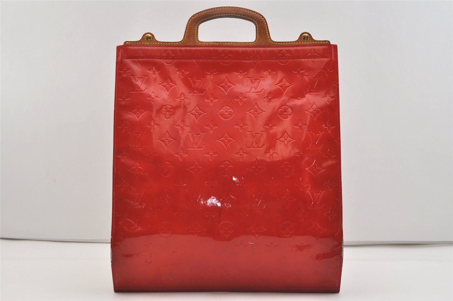 Authentic Louis Vuitton Vernis Stanton Hand Bag Red M91078 LV 2402J