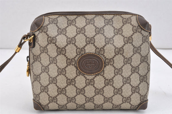 Authentic GUCCI Shoulder Cross Body Bag GG PVC Leather Brown Junk 2402K