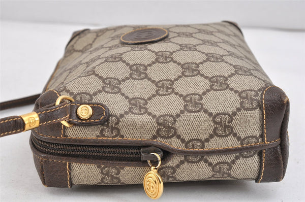Authentic GUCCI Shoulder Cross Body Bag GG PVC Leather Brown Junk 2402K