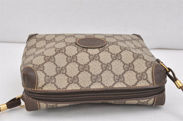 Authentic GUCCI Shoulder Cross Body Bag GG PVC Leather Brown Junk 2402K