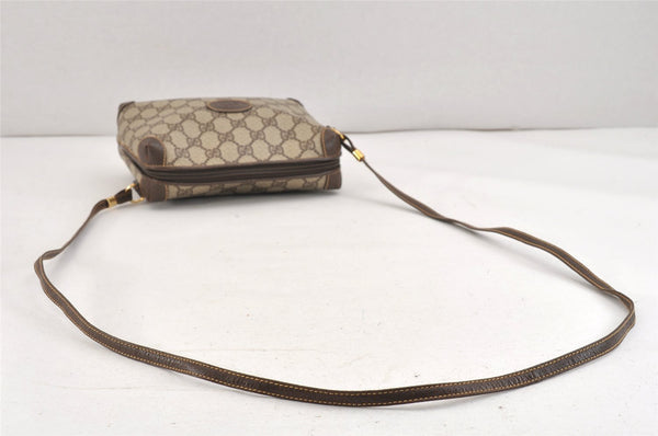 Authentic GUCCI Shoulder Cross Body Bag GG PVC Leather Brown Junk 2402K
