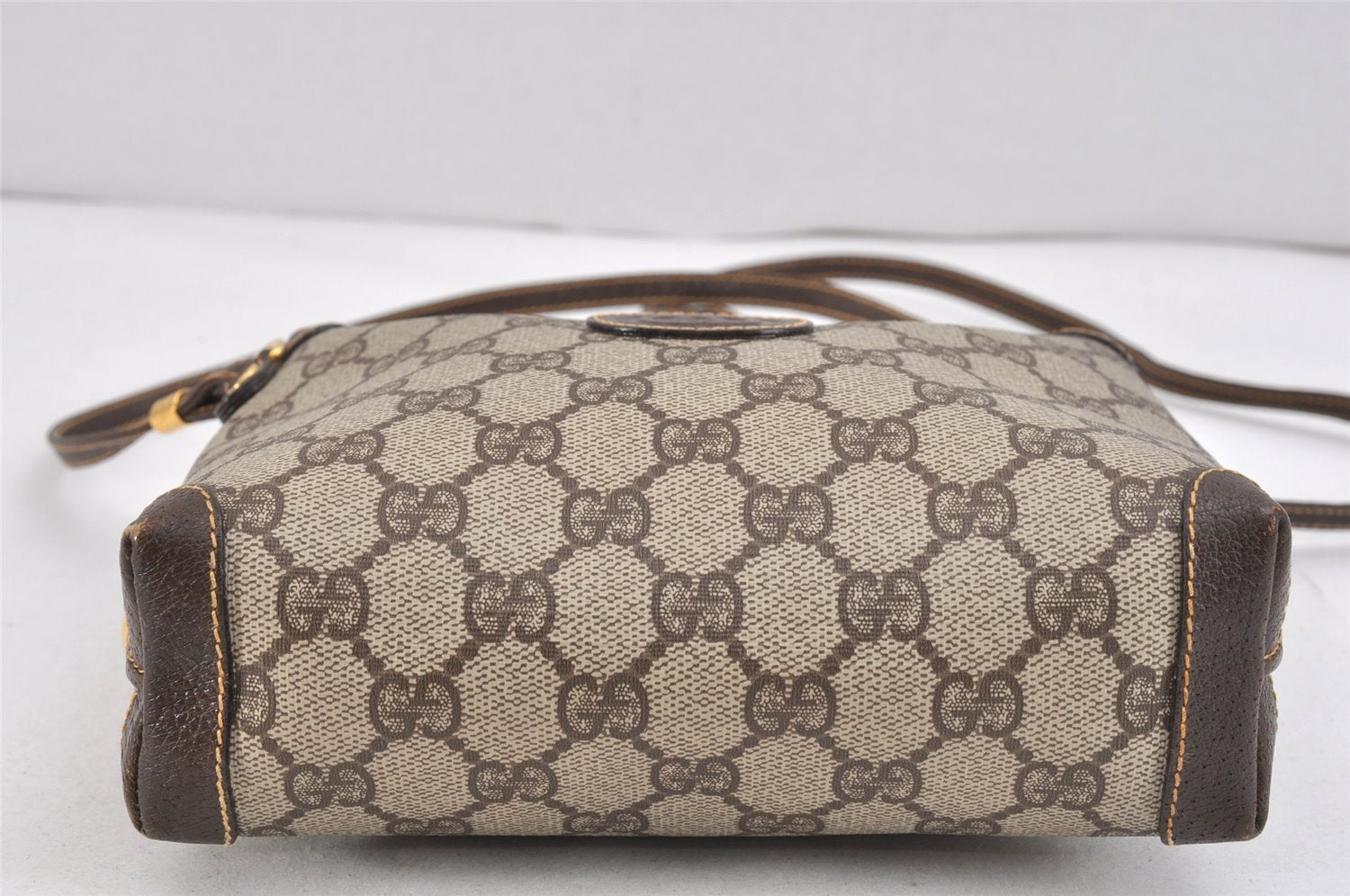 Authentic GUCCI Shoulder Cross Body Bag GG PVC Leather Brown Junk 2402K