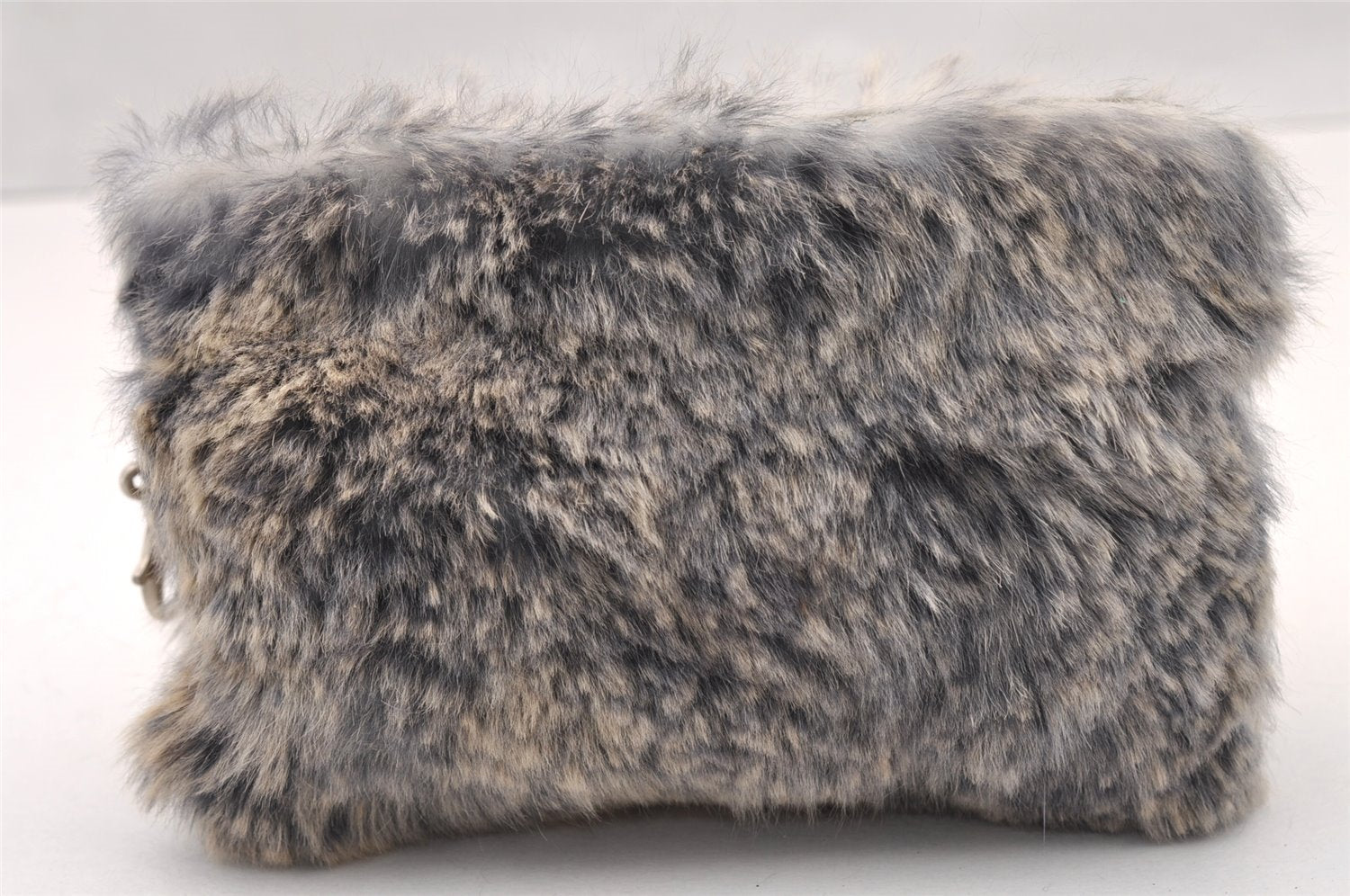 Authentic CHANEL Lapin Fur Tote Hand Bag Fur Suede Light Gray 2403I