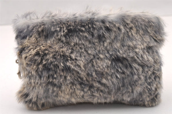 Authentic CHANEL Lapin Fur Tote Hand Bag Fur Suede Light Gray 2403I