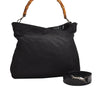 Authentic GUCCI Bamboo 2Way Shoulder Hand Bag Nylon Leather Black 2403J