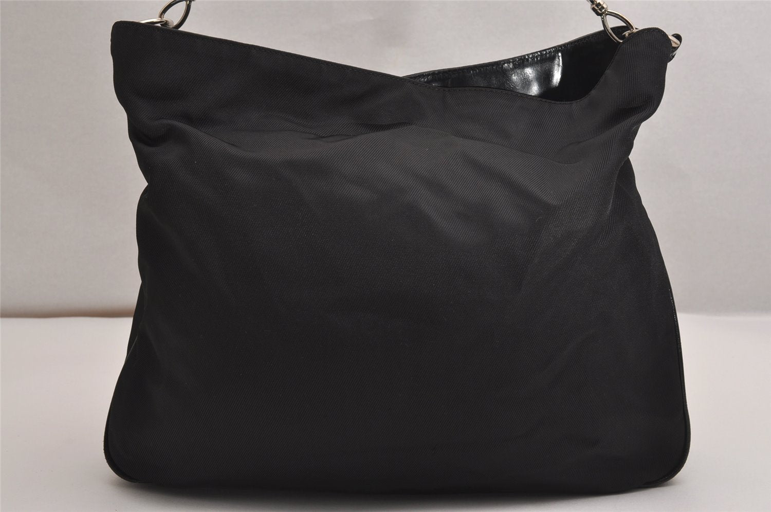 Authentic GUCCI Bamboo 2Way Shoulder Hand Bag Nylon Leather Black 2403J