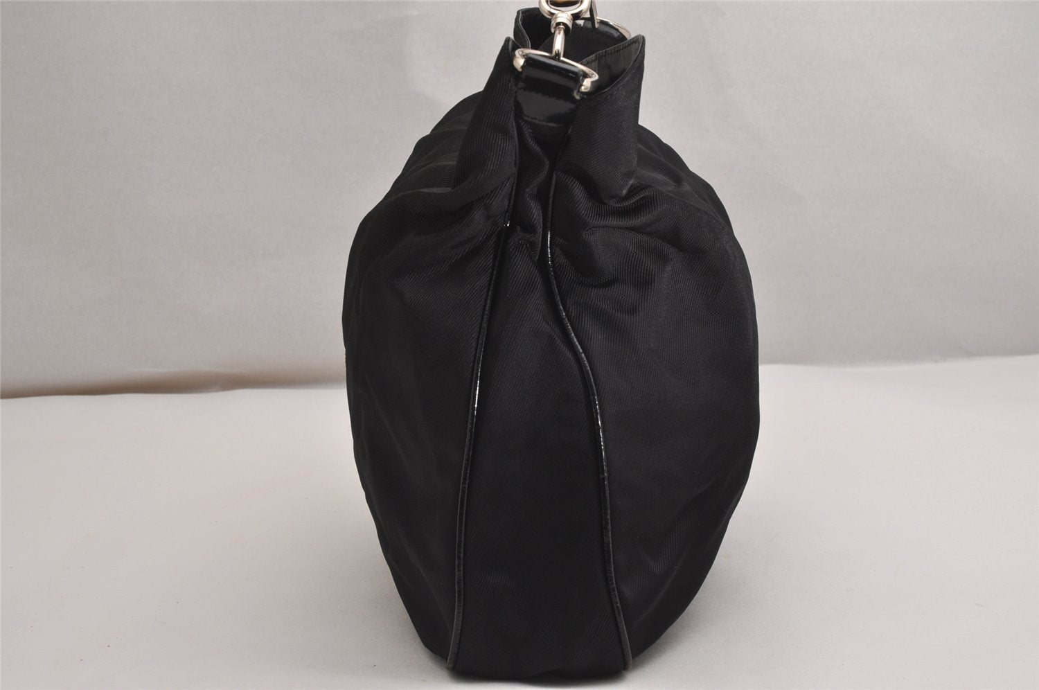 Authentic GUCCI Bamboo 2Way Shoulder Hand Bag Nylon Leather Black 2403J