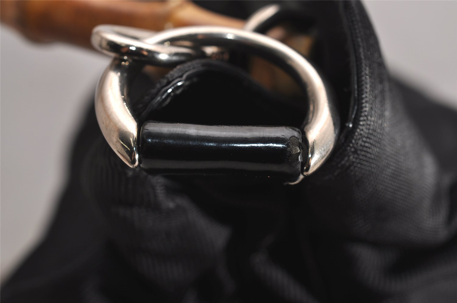 Authentic GUCCI Bamboo 2Way Shoulder Hand Bag Nylon Leather Black 2403J