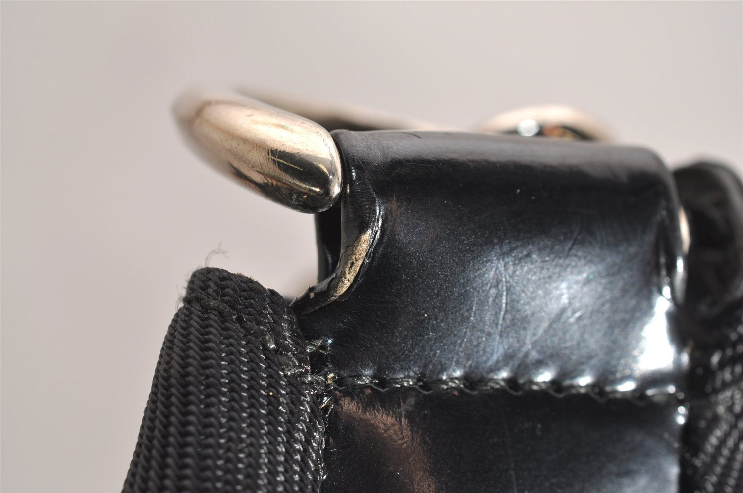 Authentic GUCCI Bamboo 2Way Shoulder Hand Bag Nylon Leather Black 2403J