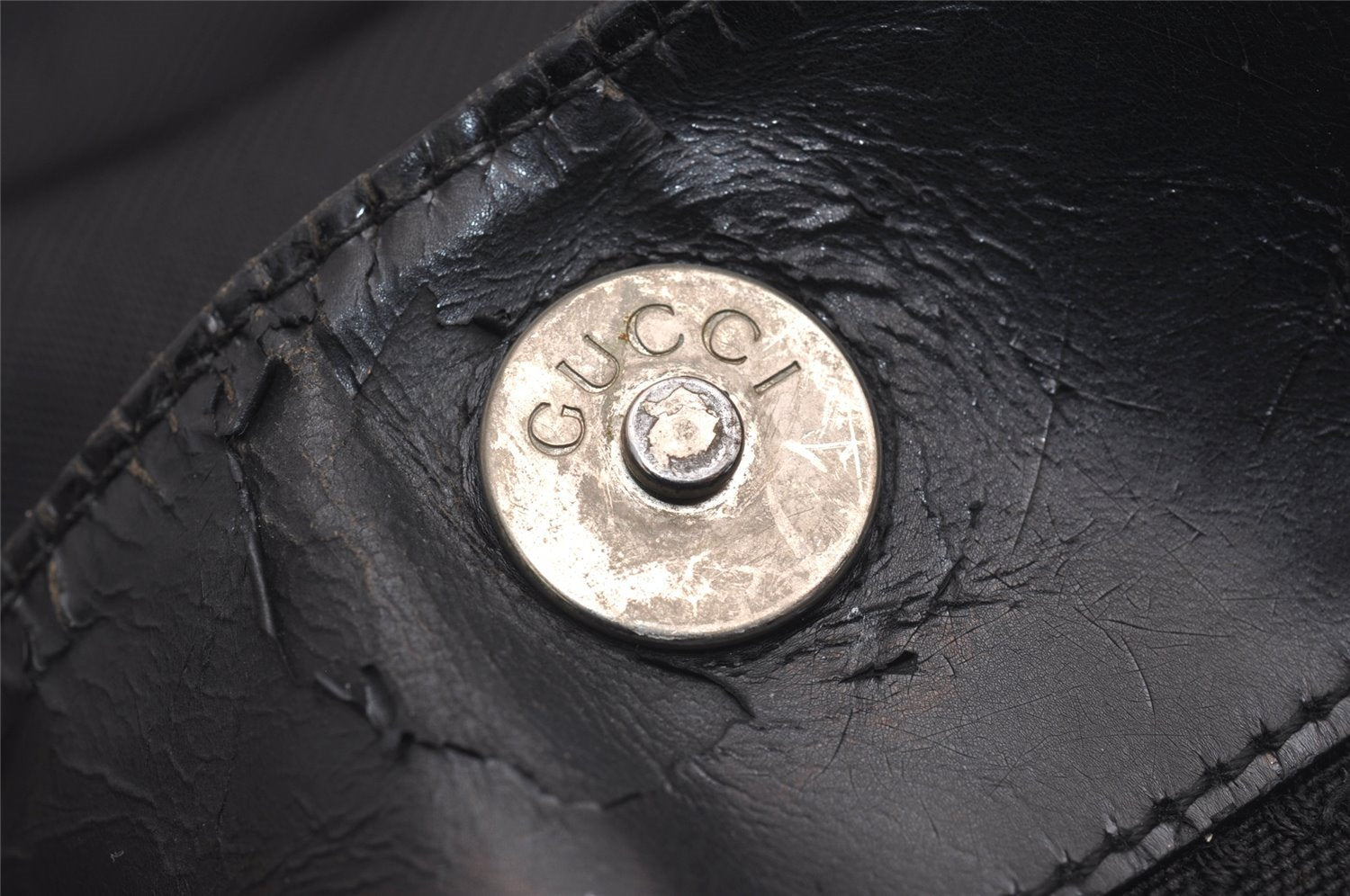 Authentic GUCCI Bamboo 2Way Shoulder Hand Bag Nylon Leather Black 2403J