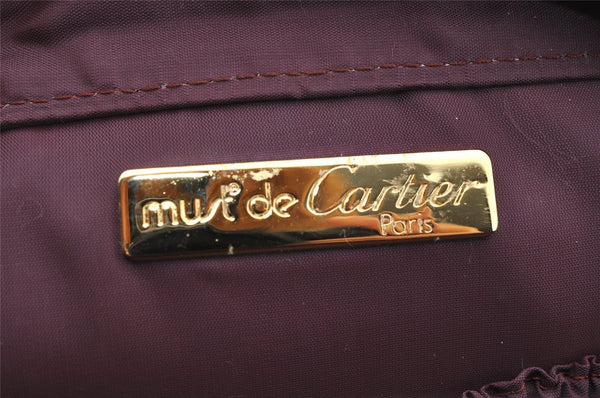 Authentic Cartier Must de Cartier Clutch Hand Bag Leather Bordeaux Red 2405I