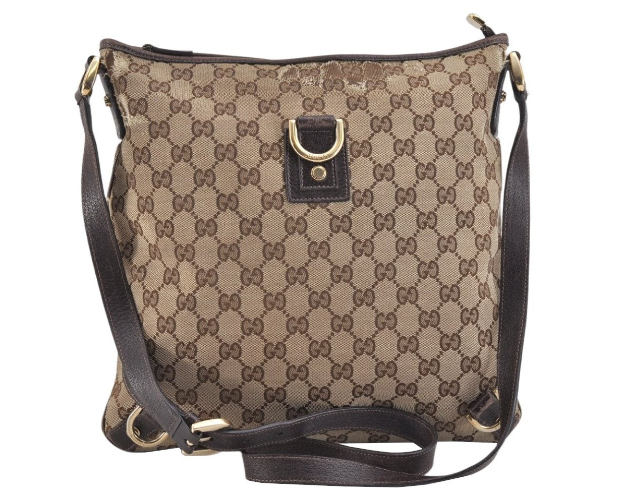 Authentic GUCCI Abbey Shoulder Cross Bag GG Canvas Leather 131326 Brown 2405K