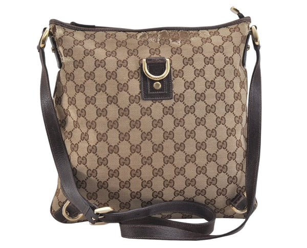 Authentic GUCCI Abbey Shoulder Cross Bag GG Canvas Leather 131326 Brown 2405K