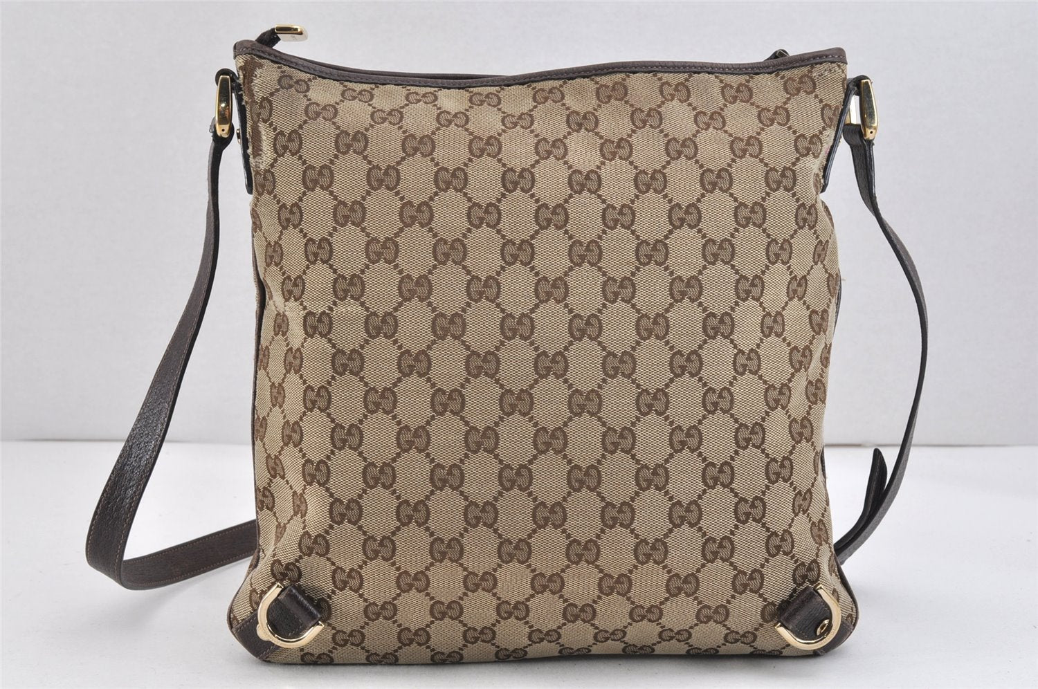 Authentic GUCCI Abbey Shoulder Cross Bag GG Canvas Leather 131326 Brown 2405K