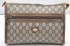Authentic GUCCI Vintage GG Plus Clutch Hand Bag Purse PVC Leather Brown 2406K
