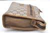 Authentic GUCCI Vintage GG Plus Clutch Hand Bag Purse PVC Leather Brown 2406K
