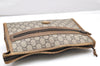Authentic GUCCI Vintage GG Plus Clutch Hand Bag Purse PVC Leather Brown 2406K