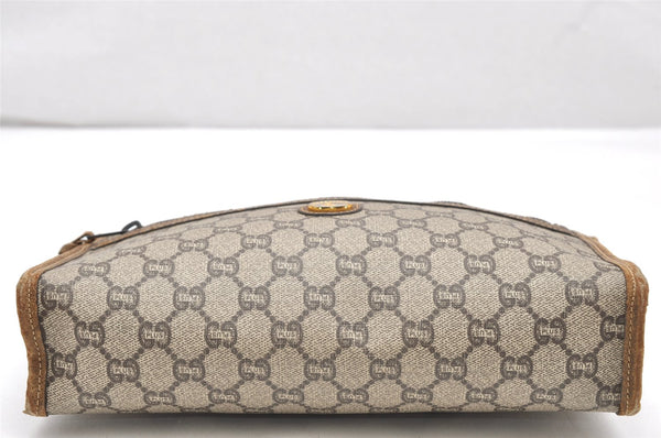 Authentic GUCCI Vintage GG Plus Clutch Hand Bag Purse PVC Leather Brown 2406K
