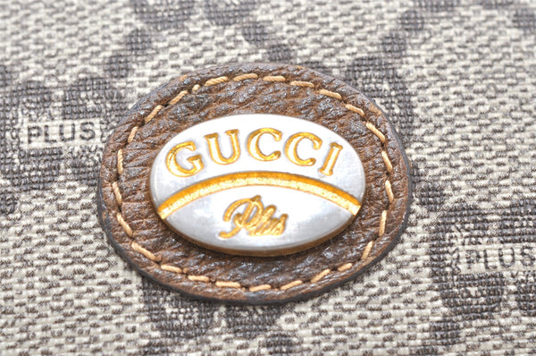 Authentic GUCCI Vintage GG Plus Clutch Hand Bag Purse PVC Leather Brown 2406K