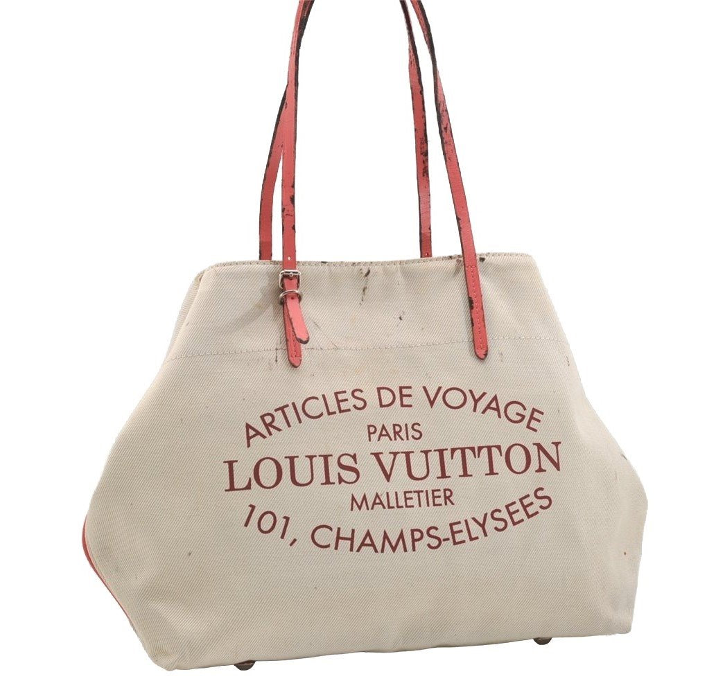 Auth Louis Vuitton Summer Collection 2014 Cabas MM Tote Bag M94502 White 2408J