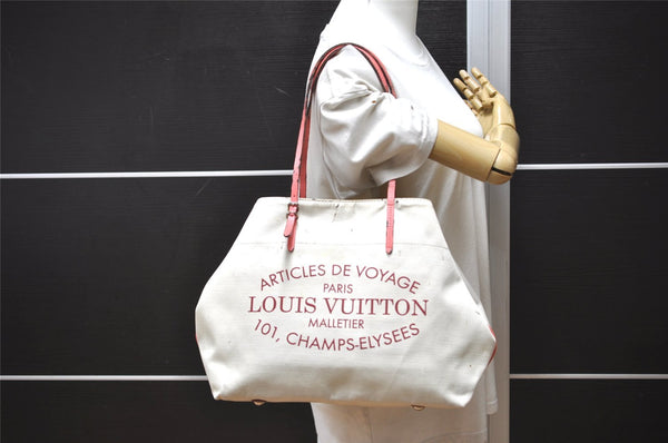 Auth Louis Vuitton Summer Collection 2014 Cabas MM Tote Bag M94502 White 2408J