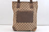 Authentic GUCCI Vintage Shoulder Tote Bag GG Canvas Leather 28892 Brown 2409K