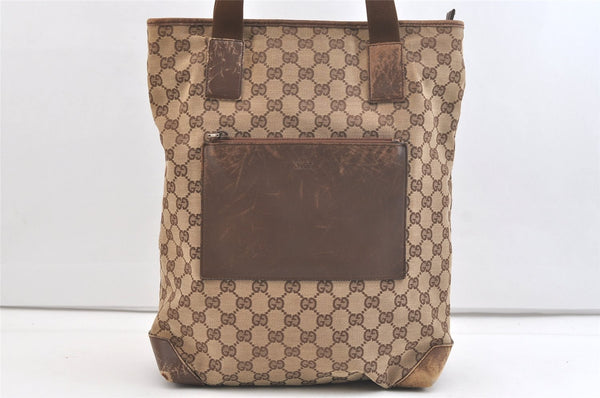 Authentic GUCCI Vintage Shoulder Tote Bag GG Canvas Leather 28892 Brown 2409K