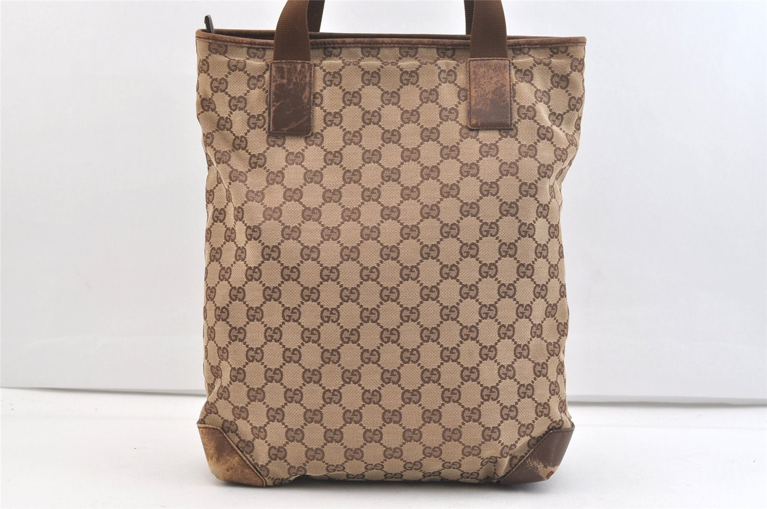 Authentic GUCCI Vintage Shoulder Tote Bag GG Canvas Leather 28892 Brown 2409K