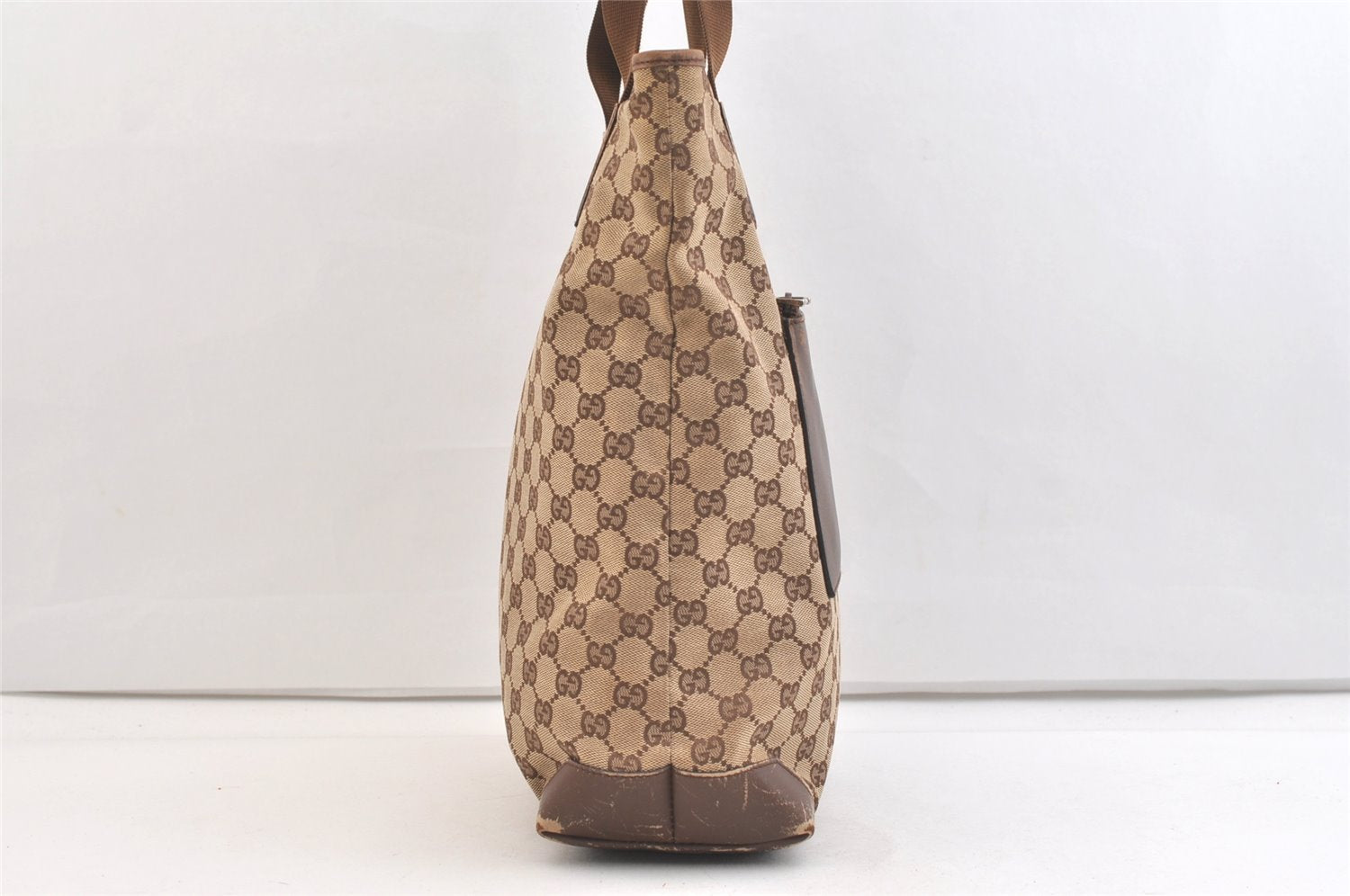 Authentic GUCCI Vintage Shoulder Tote Bag GG Canvas Leather 28892 Brown 2409K