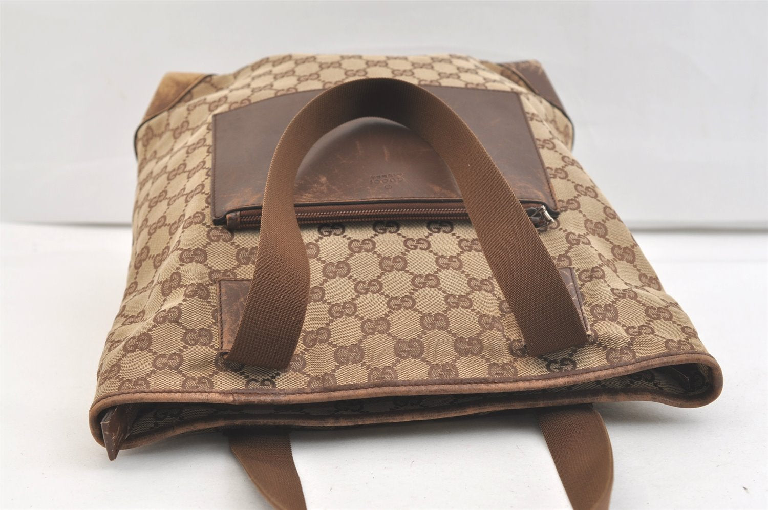 Authentic GUCCI Vintage Shoulder Tote Bag GG Canvas Leather 28892 Brown 2409K