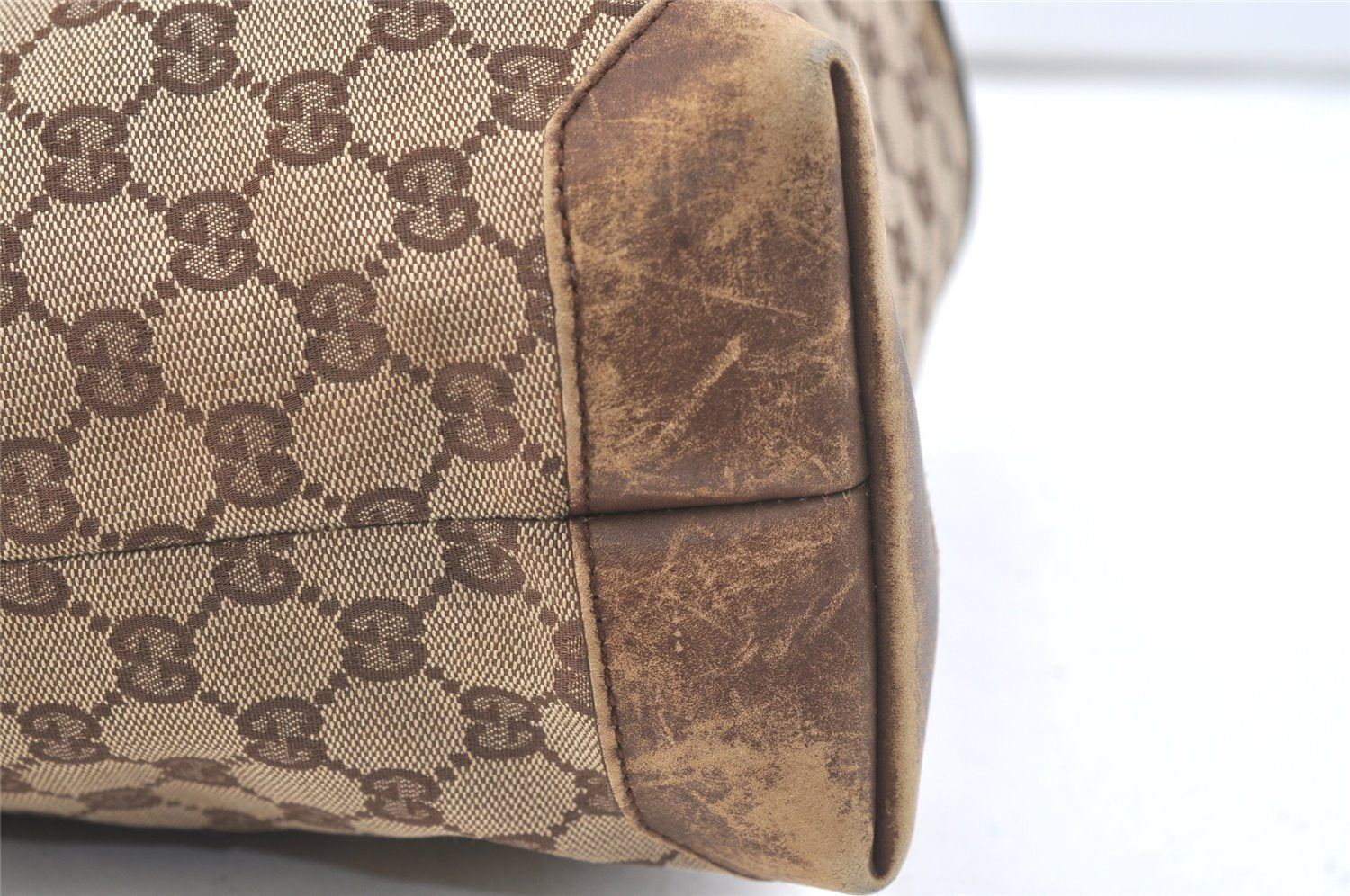 Authentic GUCCI Vintage Shoulder Tote Bag GG Canvas Leather 28892 Brown 2409K