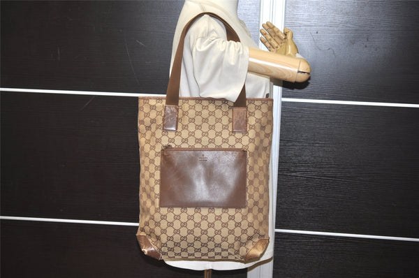Authentic GUCCI Vintage Shoulder Tote Bag GG Canvas Leather 28892 Brown 2409K