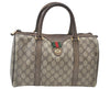 Authentic GUCCI Web Sherry Line Hand Boston Bag GG PVC Leather Brown 2410H