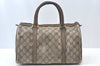 Authentic GUCCI Web Sherry Line Hand Boston Bag GG PVC Leather Brown 2410H