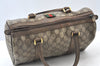 Authentic GUCCI Web Sherry Line Hand Boston Bag GG PVC Leather Brown 2410H